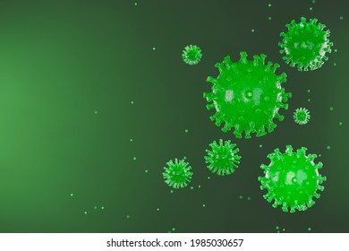 Coronavirus COVID-19 Under The Microscope. Virus Molecule. Covid Molecular.  3d Render