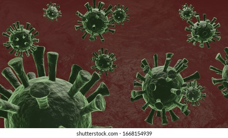 Coronavirus Covid-19 virus green color with a human background.