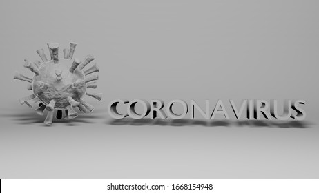 Coronavirus Covid-19 virus white color with Coronavirus name text on total white background