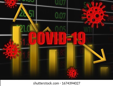 Coronavirus Crash. Financial Crisis Coronavirus 2020. Economic Impact Global Recession. Wall Street Down Jones Market Fear. COVID-19.