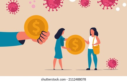 Coronavirus Crisis Stimulus Economic Money. Business Economic Check Federal Government Help. Investment Arsenal Finance Cash Package. Illustration Businessman Wealth Support Concept