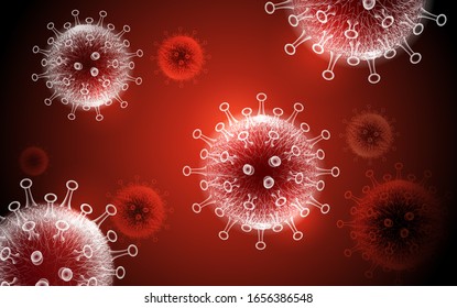 Медицинская иллюстрация коронавирусной болезни COVID-19. Клетки вируса респираторного гриппа возбудителя Китая. Новое официальное название коронавирусной болезни COVID-19, фон риска пандемии
