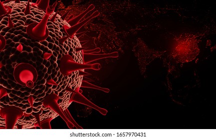 Coronavirus Disease COVID-19 Infection Medical Illustration. Pathogen Respiratory Influenza Covid Virus Cells. The New Official Name For Coronavirus Disease Named COVID-19. 3D Rendering.