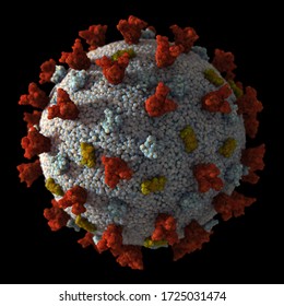 Coronavirus Disease COVID-19 (SARS-CoV-2) Under The Electron Microscope. 3D Illustration. 