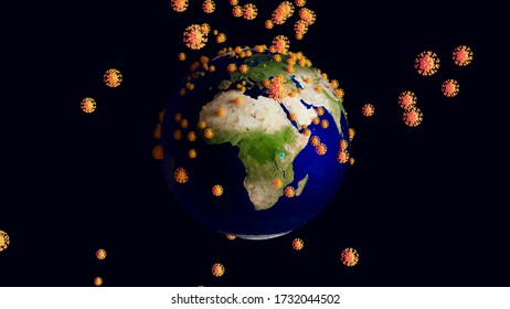 Coronavirus Earth Attack Simulation 3d Rendering 3d Illustration