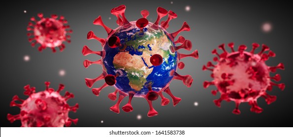 Coronavirus Earth Globe - Flu Outbreak Or Coronaviruses Influenza - 3D Illustration