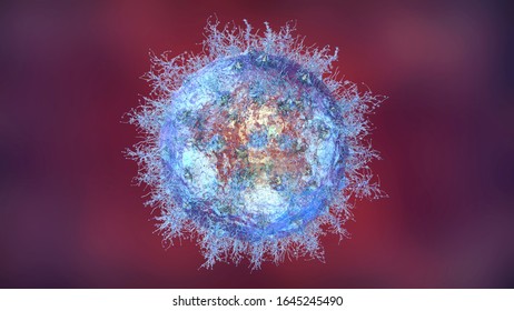 Coronavirus Electron Microscopy Detailed Macro Visualisation 3D Render