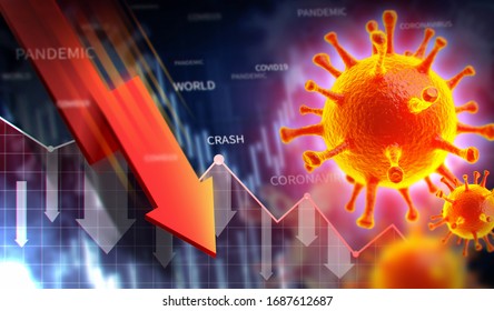 Coronavirus financial crisis 3d illustration
