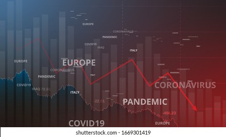 Coronavirus financial crisis illustration. Global economy crisis concept background. Global economy crash. Covid-19 financial outbreak