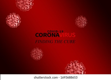 Coronavirus Finding the Cure Update 3D Illustration. Black and red design alerting of treatment or vaccine breaking news information regarding coronavirus.