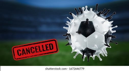 Coronavirus impact football. Cancellation of football matches concept. 3d illustration. - Powered by Shutterstock