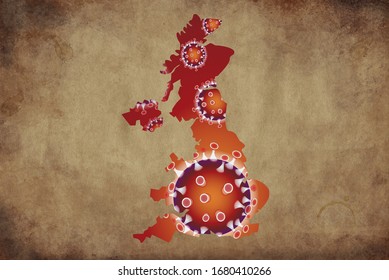 Coronavirus Map Great Britain, United Kingdom, Pandemic, Epidemic Virus Covid-19 Disease