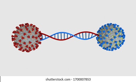 Coronavirus Mutation DNA Helix 3D Image