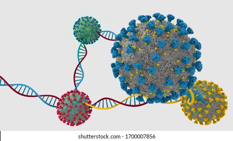 Coronavirus Mutation DNA Helix 3D Image