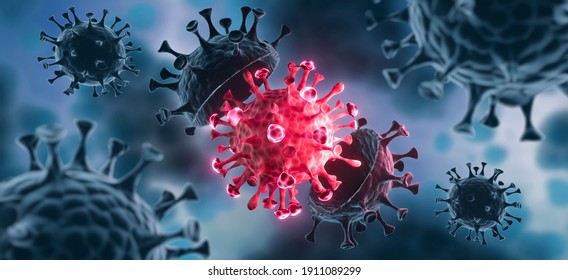 Coronavirus Mutation Inside Human Body - Flu Outbreak Or Coronaviruses Influenza - 3D 