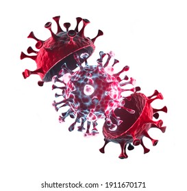 Coronavirus Mutation With White Background - Pandemic Outbreak Of   Corona Virus - 3D 