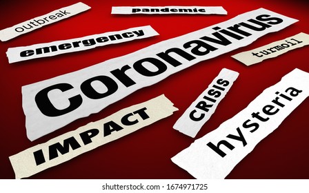 Coronavirus News Headlines Update COVID-19 Outbreak Pandemic 3d Illustration