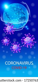 Coronavirus Outbreak, Pandemic On Planet Earth, Global Catastrophe. The Fight Against Coronavirus. The Danger Of Coronavirus And The Risk To Public Health. Medical Concept With Dangerous Cells  Raster