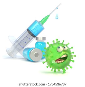 Coronavirus Running Away Vaccine Cartton Concept Stock Illustration ...