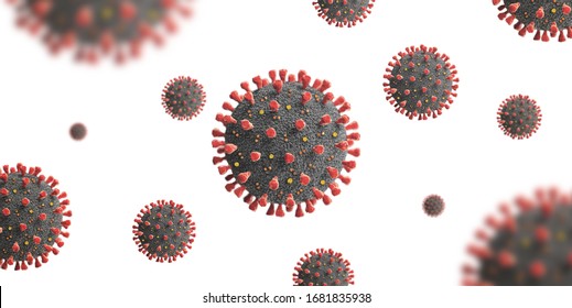 Coronavirus virions 3d rendern. Weißer Hintergrund. Konzept einer gefährlichen Virusepidemie