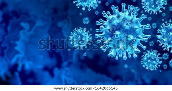 Coronavirus virus outbreak and\
coronaviruses influenza background as dangerous flu cases as a\
pandemic medical health risk concept with disease cells as a 3D\
render.