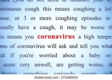 coronavirus word, concept on focus (zooming effect)