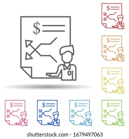 Corporate And Business, Analytics, Business Man, Graph, Report In Multi Color Style Icon. Simple Thin Line, Outline Illustration Of Blood Donation Icons For Ui And Ux, Website Or Mobile