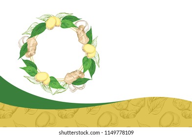 Corporate Business card with Ginger root and leaves. Tea Branding Element for design invitations, gift cards, flyers and brochures. - Powered by Shutterstock