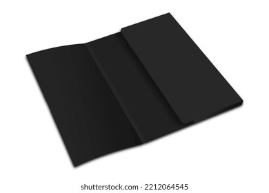 Corporate Cardboard Open Black Folder Mockup Isolated On White Background. 3d Rendering.