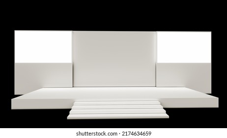 Corporate Conference Stage, Event Stage Set Up, Mockup, 3d Rendering. 3d Illustration.