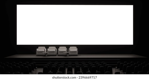 Corporate event stage front view with big LED screen, conference event setup. 3d rendering. 3d illustration. - Powered by Shutterstock