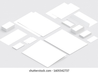 Corporate Identity Branding Mockup. 3d Render. Isometric Projection.