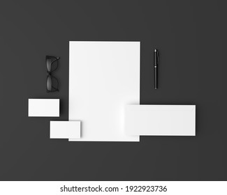 Corporate Identity. Stationary Branding Set Mock Up On White Background. 3d Rendering