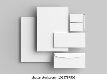 Corporate Identity Stationery Mock Up Isolated On Gray Background. 3D Illustrating