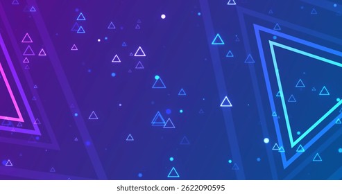 Corporate presentation screen saver theme of triangles. Soft gradient seamless loop glittering triangles polygon futuristic bg. Connecting networking business models, science cells. Electronic clip