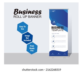 Corporate Rolled Up Banner Template Vertical Simple Design 