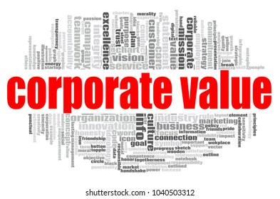 Corporate value word cloud concept on white background, 3d rendering.