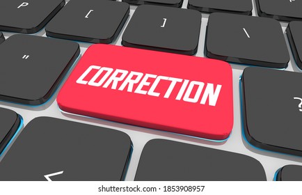 Correction Computer Keyboard Button Fix Error Correct Edit 3d Illustration