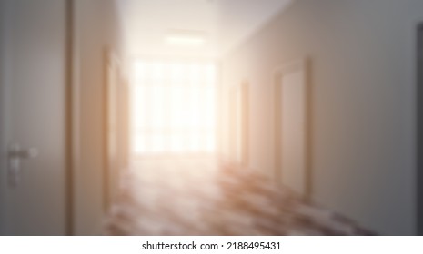 The Corridor in office building. 3D rendering Abstract blur phototography.
