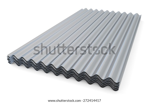 Corrugated Metallic Slates Roofing Isolated On Stock Illustration ...