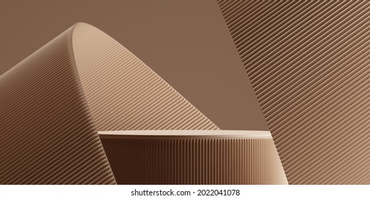 Cosmetic Background. Minimal Abstract Podium And Brown Background For Product Presentation. 3d Rendering Illustration.