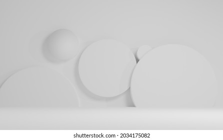 Cosmetic Podium Product Minimal Scene With Platform Grey Bacground 3d Image Render. Display Stand Blur White Color Mock Up Stand Show Beauty Backdrop On Pedestal. Simple Cylinder Gray Design