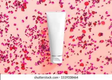 Cosmetics packaging mockup skincare flower 3d rendering