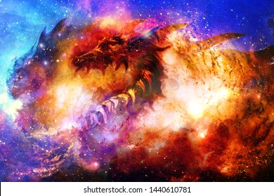 Cosmic dragon in space, cosmic abstract background