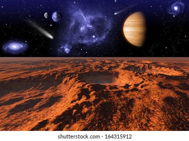 Cosmic Landscape, View From Mars, Elements Of This Image Furnished By NASA