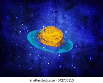 宇宙の背景に隕石と惑星を太陽の周りに配置したカートーンの太陽系科学的コンセプト のベクター画像素材 ロイヤリティフリー Shutterstock