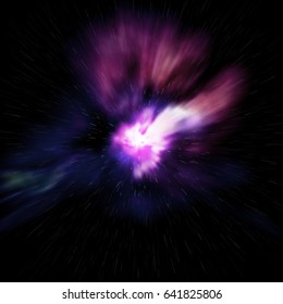 Cosmic Star Burst - Super Nova Born - Burst In Space In Purple Color Background
