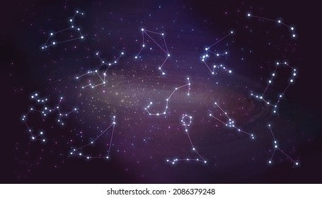 Cosmic Starry Sky Series Twelve Constellations Configuration Diagram