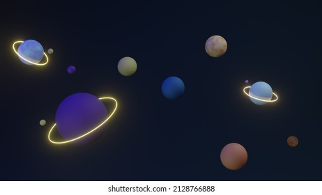 cosmic theme 3d render with glowing stars and planet