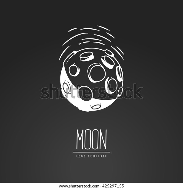 Cosmic thin
line  illustration. Moon, space, light. Concept - the lunar
surface. Template logo. Hand drawing
symbol.